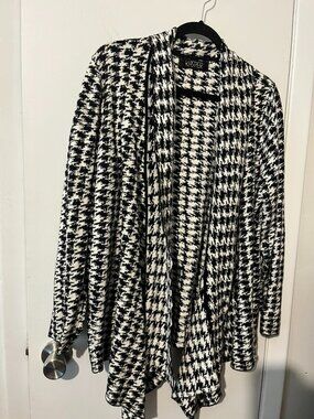 KASPER HOUNDS TOOTH OPEN CARDIGAN SZ XL